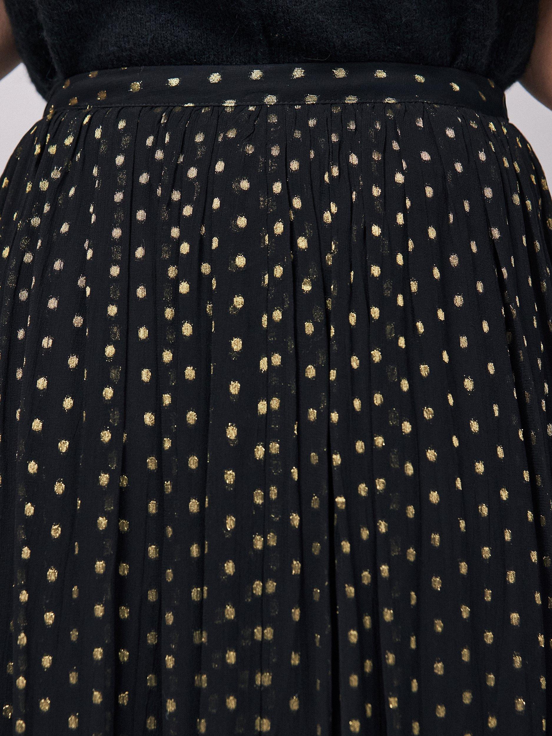 Product image 3 of 4, which shows Ro&Zo Petite Metallic Maxi Dress, Gold/Black, 6Pt