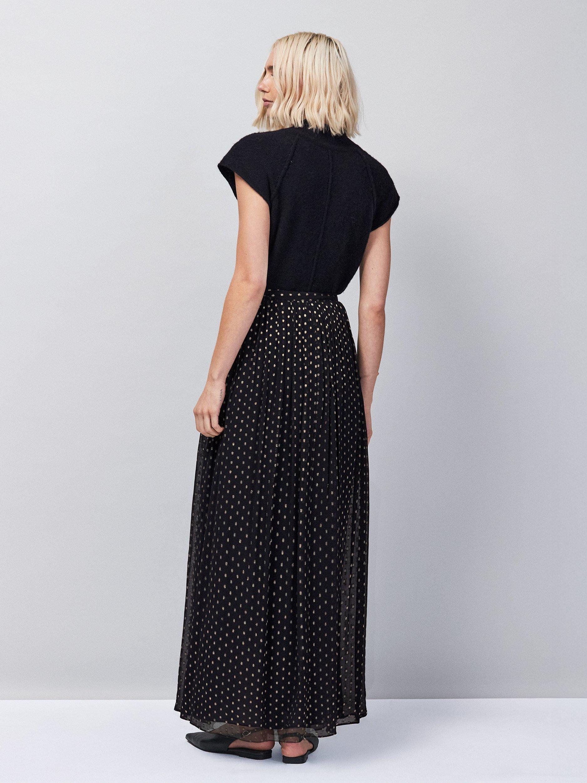 Product image 4 of 4, which shows Ro&Zo Petite Metallic Maxi Dress, Gold/Black, 6Pt