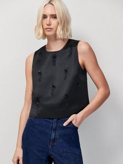 Ro&Zo Embellished Sleeveless Blouse, Black