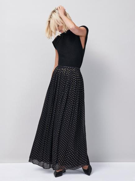 Ro&Zo Polka Dot Maxi Skirt, Gold/Black