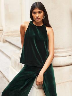 Ro&Zo Wide Leg Velvet Trousers, Green - view 2, Green