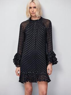 Ro&Zo Beatrix Foil Frill Sleeve Mini Dress, Silver/Multi, Silver/Multi