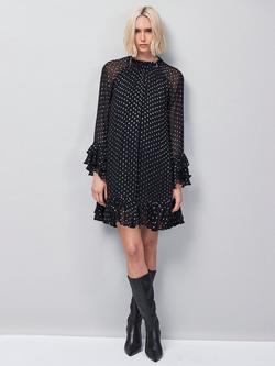 Ro&Zo Beatrix Foil Frill Sleeve Mini Dress, Silver/Multi - view 2, Silver/Multi