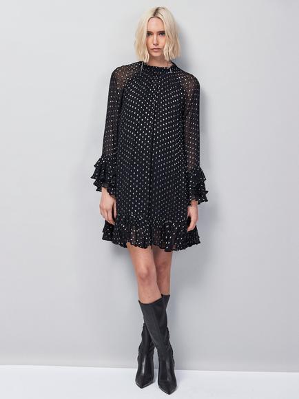 Ro&Zo Beatrix Foil Frill Sleeve Mini Dress, Silver/Multi - view 2, Silver/Multi