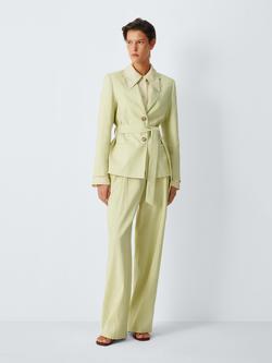 John Lewis x REJINA PYO Linen Rich Belted Blazer, Spring Green, Spring Green