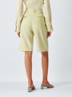 John Lewis x REJINA PYO Linen Rich Pleat Detail Tailored Shorts, Spring Green - view 2, Spring Green