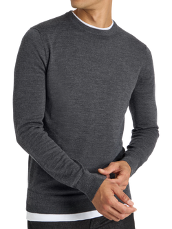 SPOKE Merino Crew Slim Fit Jumper, Charcoal