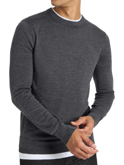 SPOKE Merino Crew Slim Fit Jumper, Charcoal