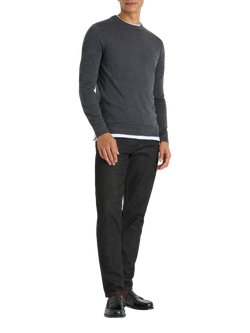 SPOKE Merino Crew Slim Fit Jumper - view 2, Charcoal