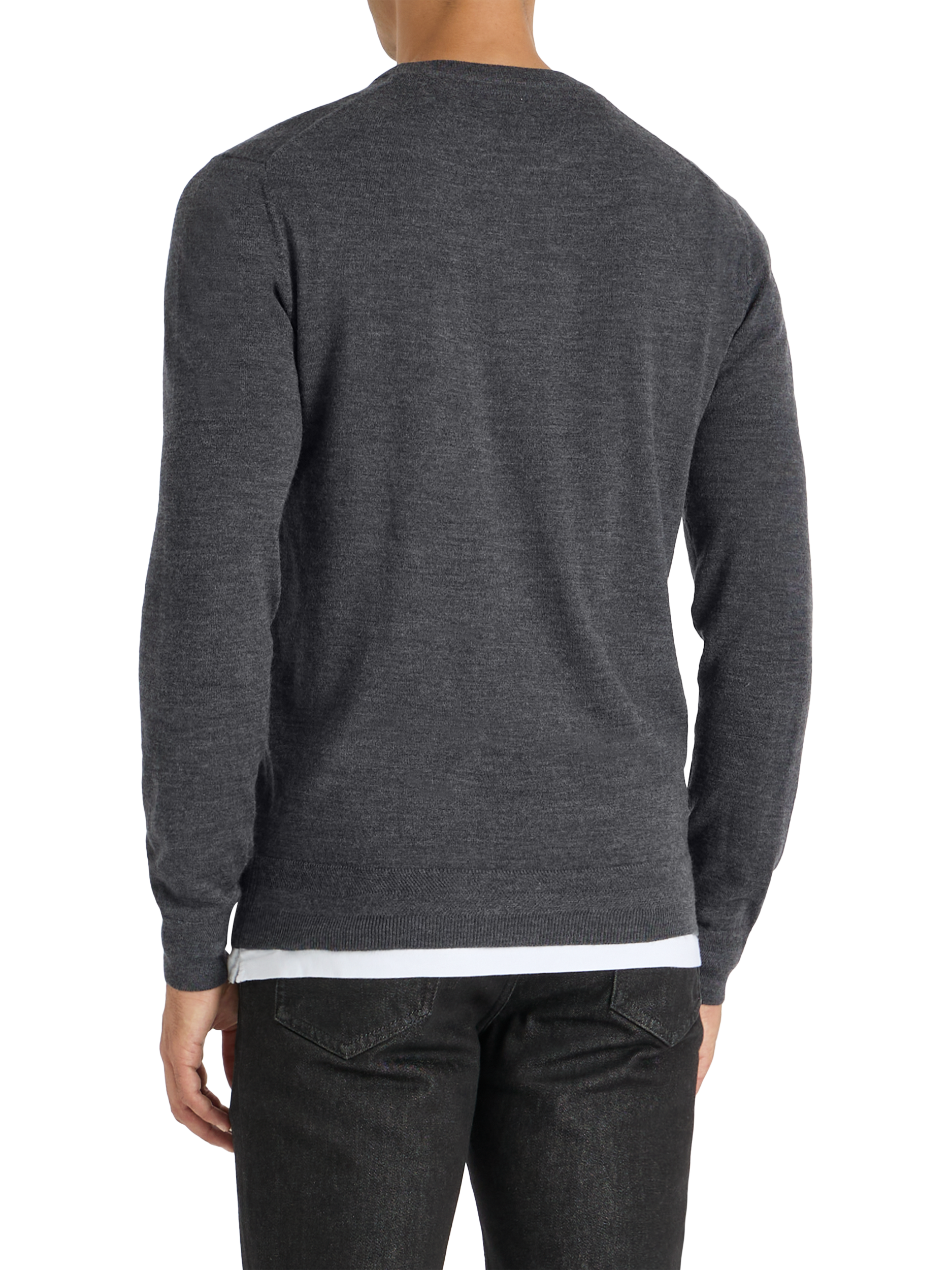 Product image 3 of 7, which shows SPOKE Merino Crew Slim Fit Jumper, Charcoal, S Sht