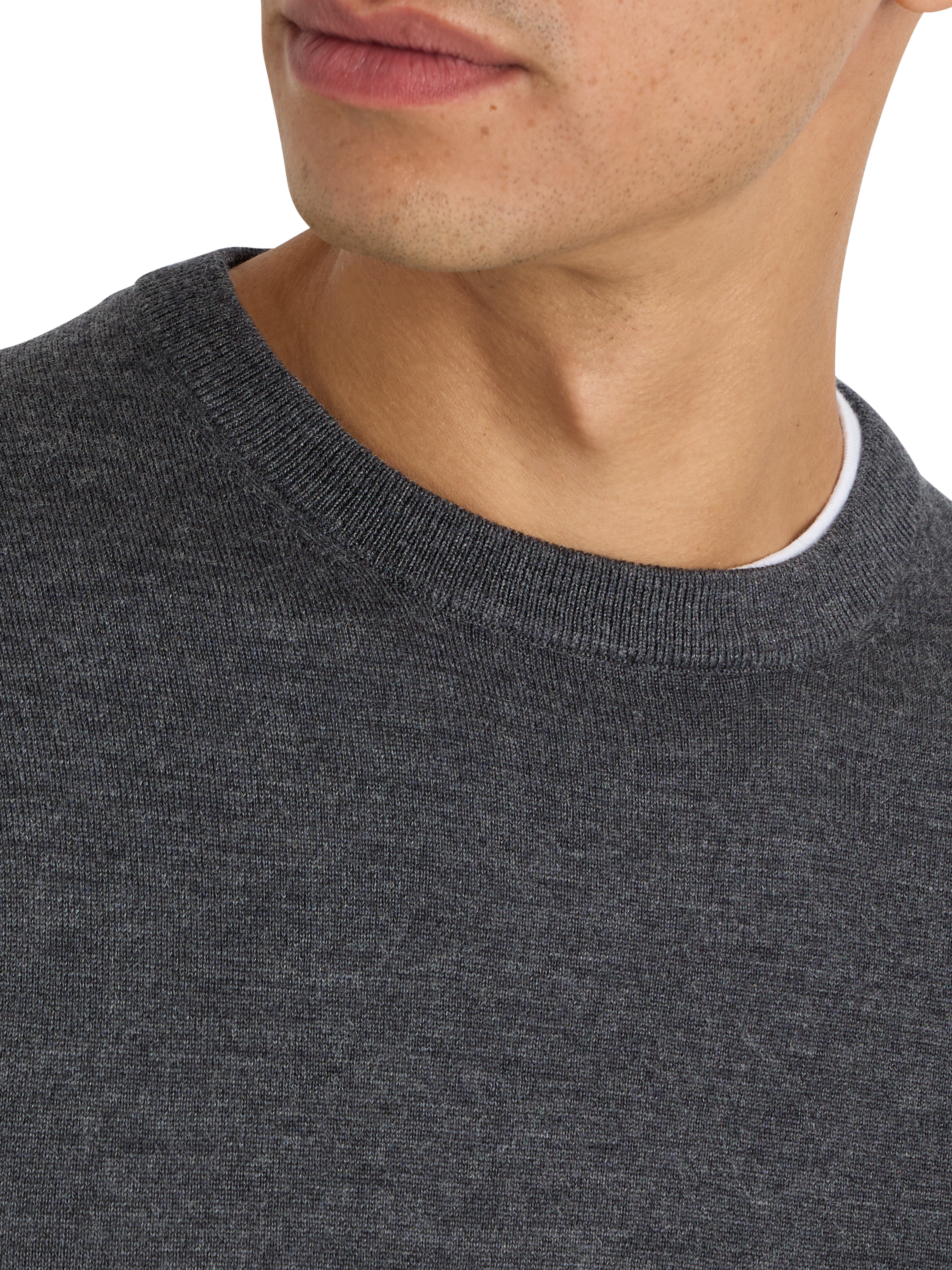 Product image 4 of 7, which shows SPOKE Merino Crew Slim Fit Jumper, Charcoal, S Sht