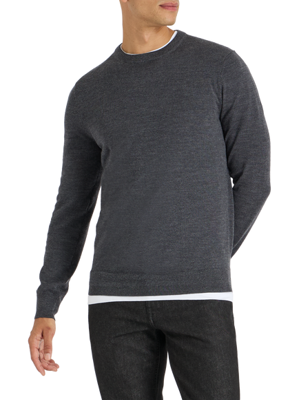 SPOKE Merino Crew Straight Fit Jumper, Charcoal