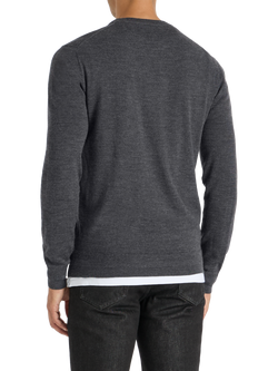 SPOKE Merino Crew Straight Fit Jumper - view 2, Charcoal