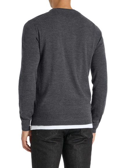 SPOKE Merino Crew Straight Fit Jumper - view 2, Charcoal
