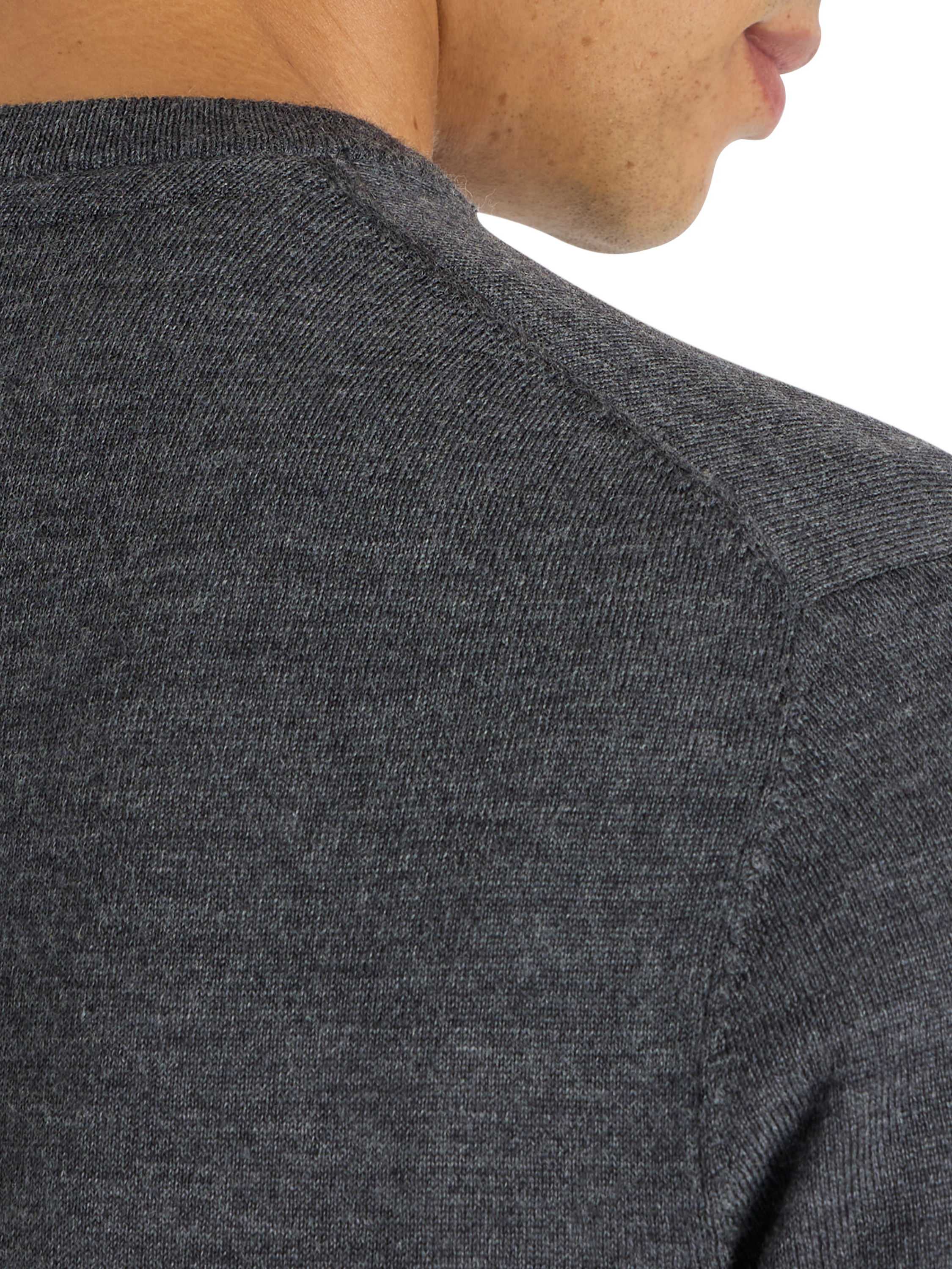 Product image 6 of 8, which shows SPOKE Merino Crew Straight Fit Jumper, Charcoal, S Reg