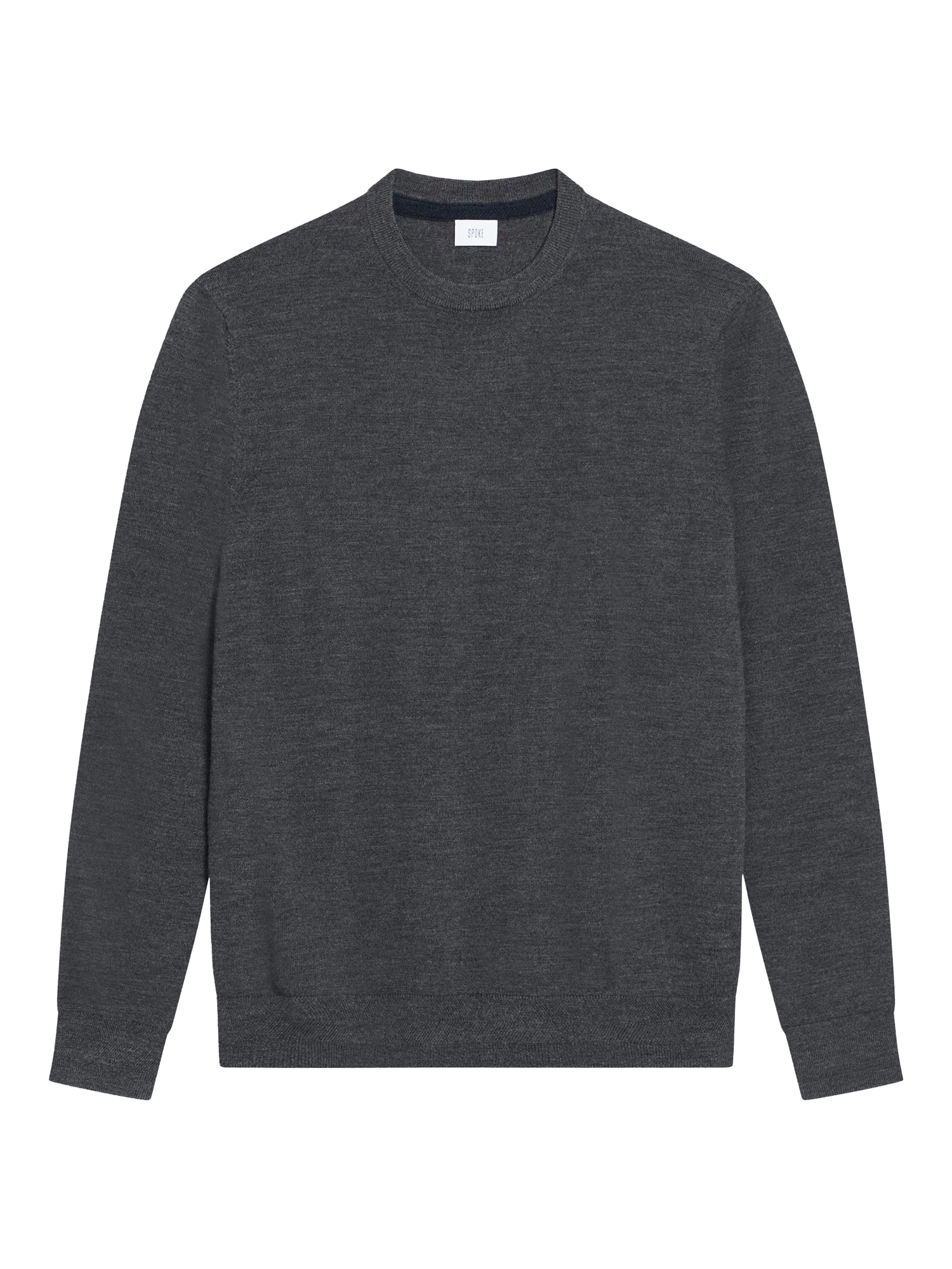 Product image 8 of 8, which shows SPOKE Merino Crew Straight Fit Jumper, Charcoal, S Reg