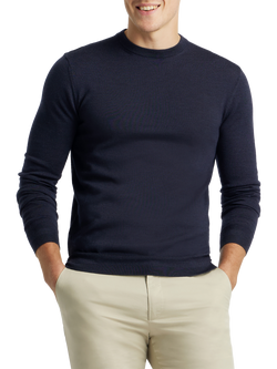 SPOKE Merino Crew Straight Fit Jumper, Dark Navy