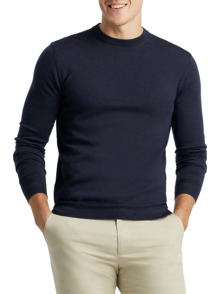 SPOKE Merino Crew Slim Fit Jumper, Dark Navy