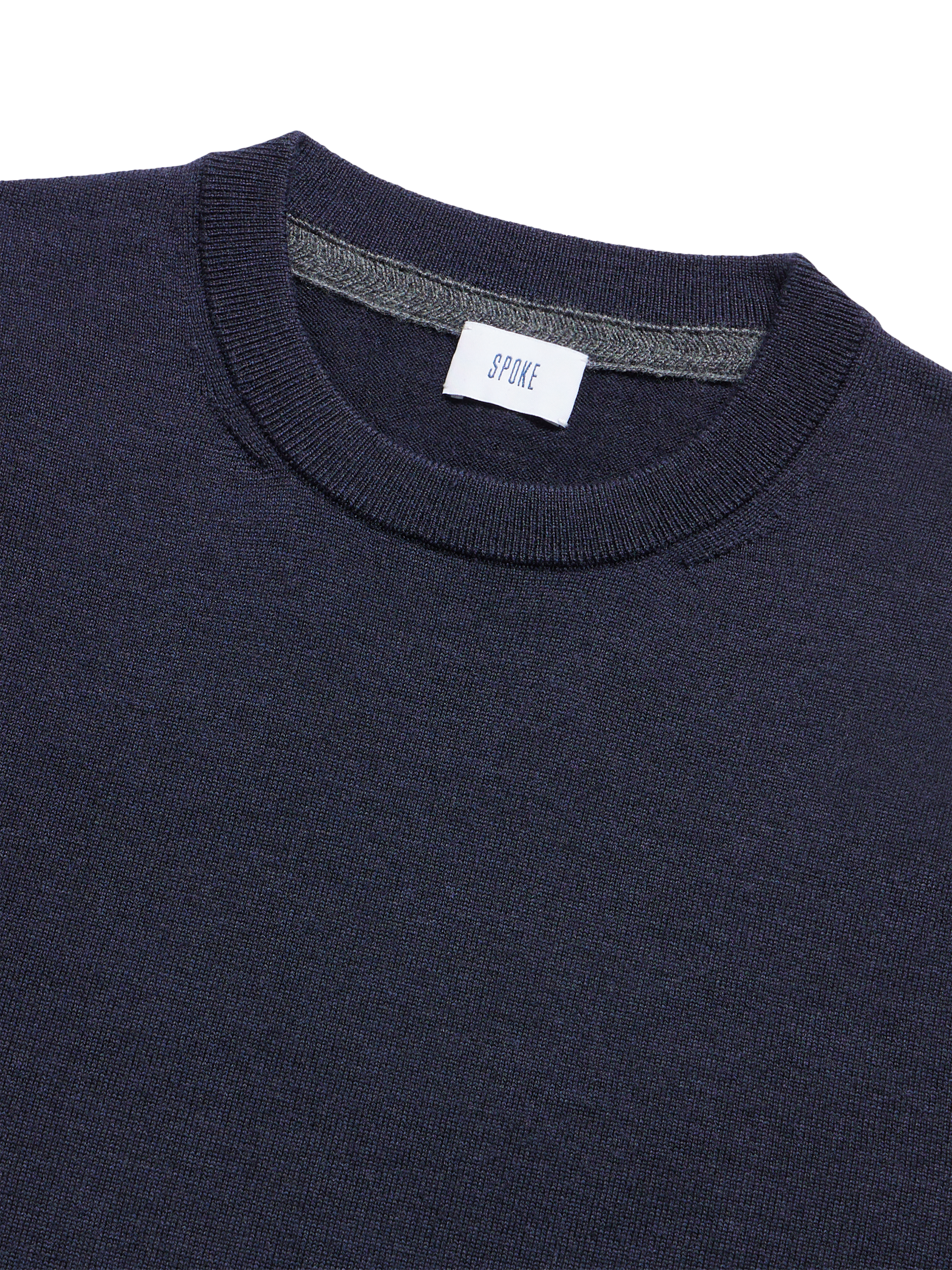 Product image 5 of 7, which shows SPOKE Merino Crew Slim Fit Jumper, Dark Navy, S Sht