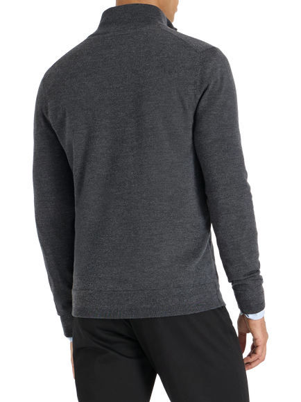 SPOKE Merino Half Zip Straight Fit Jumper - view 2, Charcoal