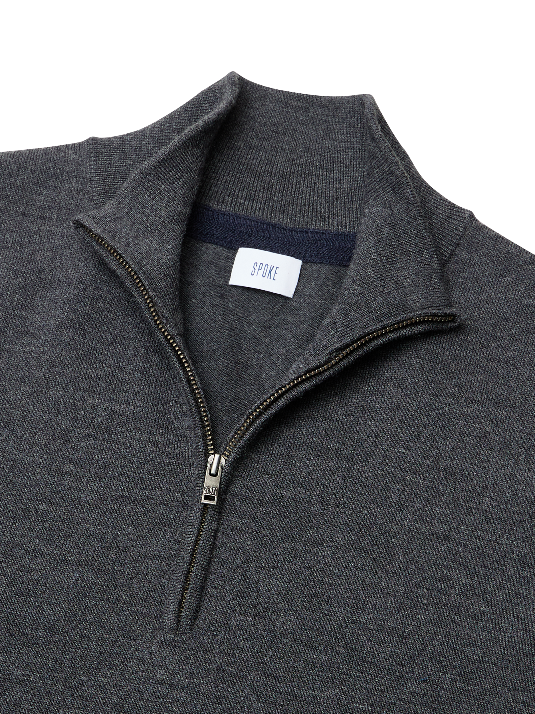 Product image 6 of 8, which shows SPOKE Merino Half Zip Straight Fit Jumper, Charcoal, S Reg