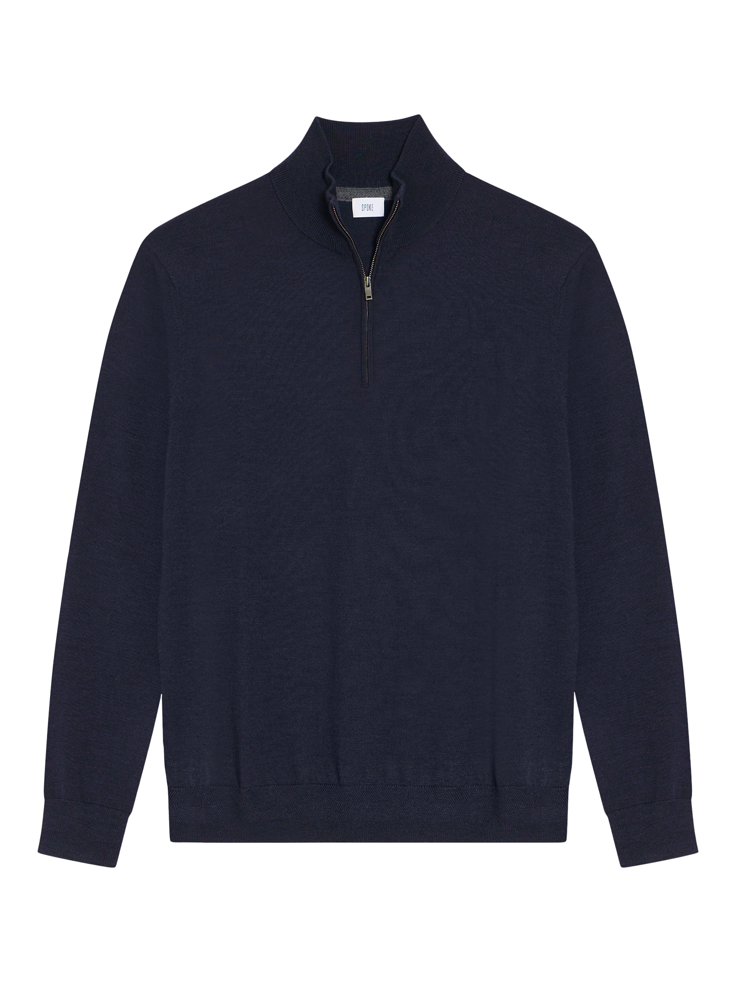 Product image 6 of 6, which shows SPOKE Merino Half Zip Slim Fit Jumper, Dark Navy, S Sht