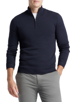 SPOKE Merino Half Zip Straight Fit Jumper - view 2, Dark Navy