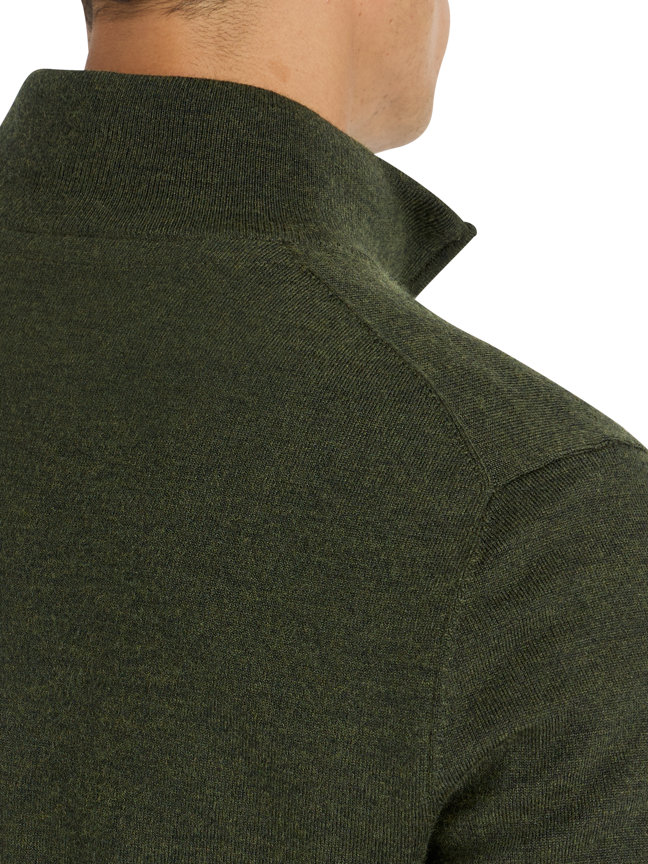 Product image 6 of 9, which shows SPOKE Merino Half Zip Slim Fit Jumper, Forest, S Sht