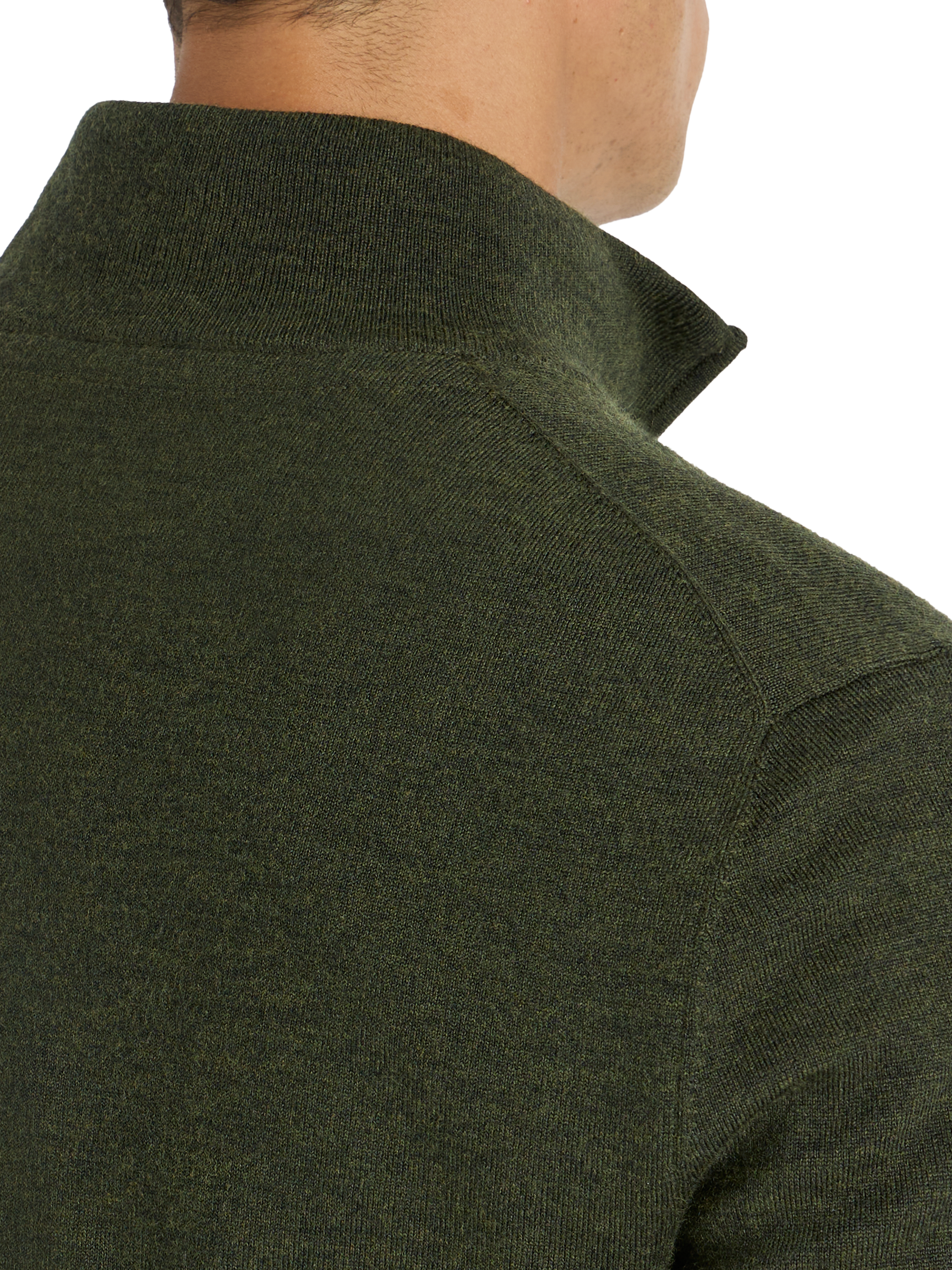 Product image 6 of 9, which shows SPOKE Merino Half Zip Straight Fit Jumper, Forest, S Reg