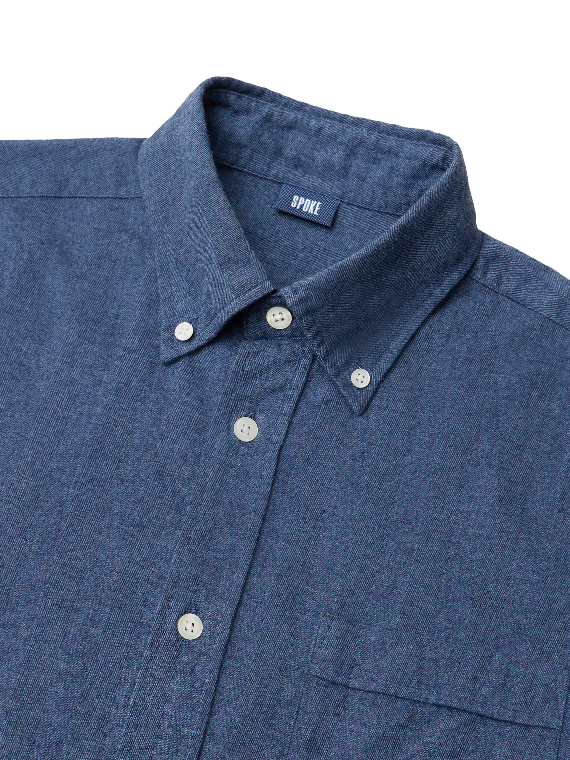 Product image 8 of 10, which shows SPOKE Flannel Slim Fit Shirt, Navy Marl, S Sht