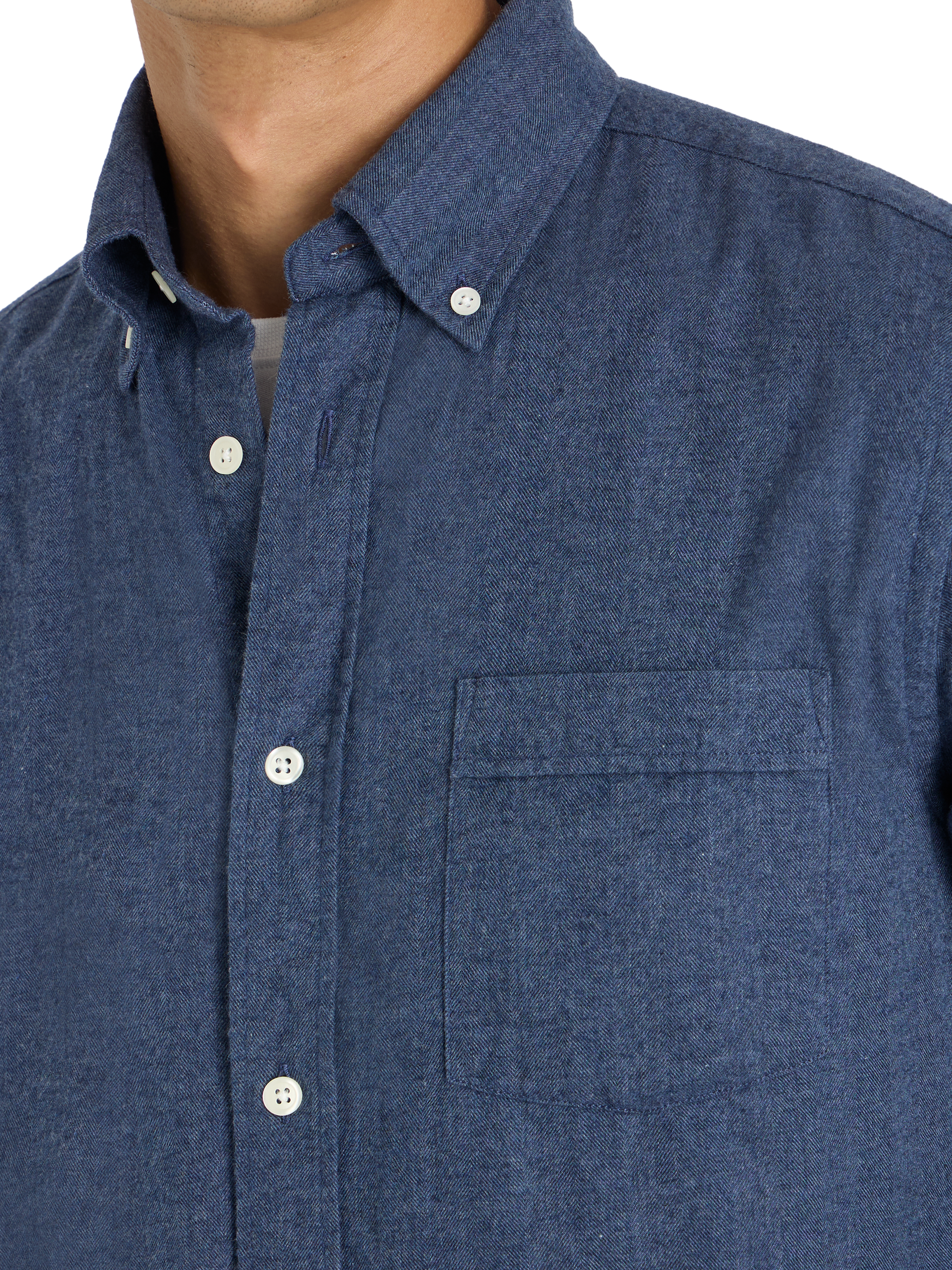 Product image 6 of 9, which shows SPOKE Flannel Straight Fit Shirt, Navy Marl, S Reg