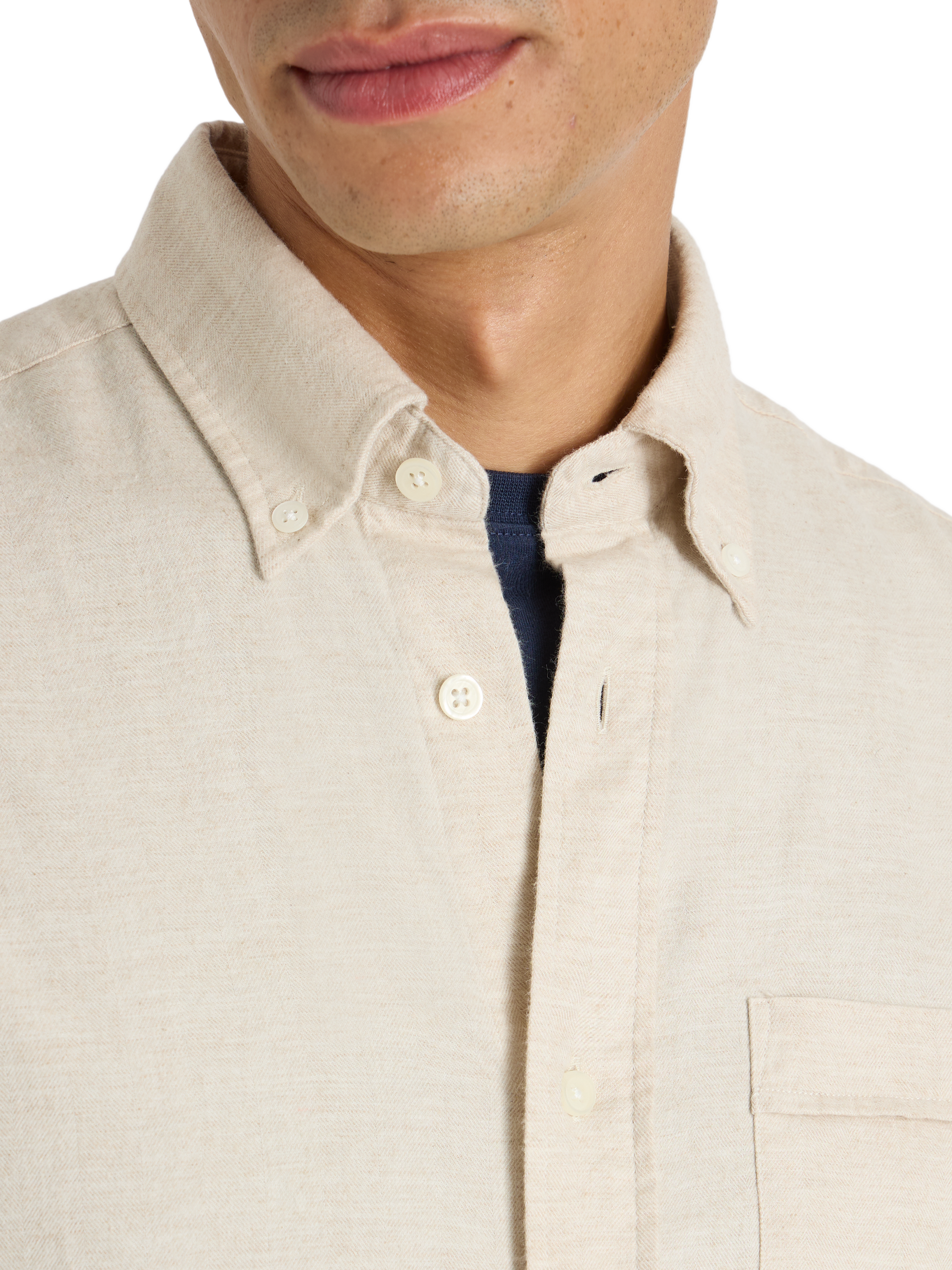 Product image 5 of 10, which shows SPOKE Flannel Straight Fit Shirt, Stone Marl, S Reg