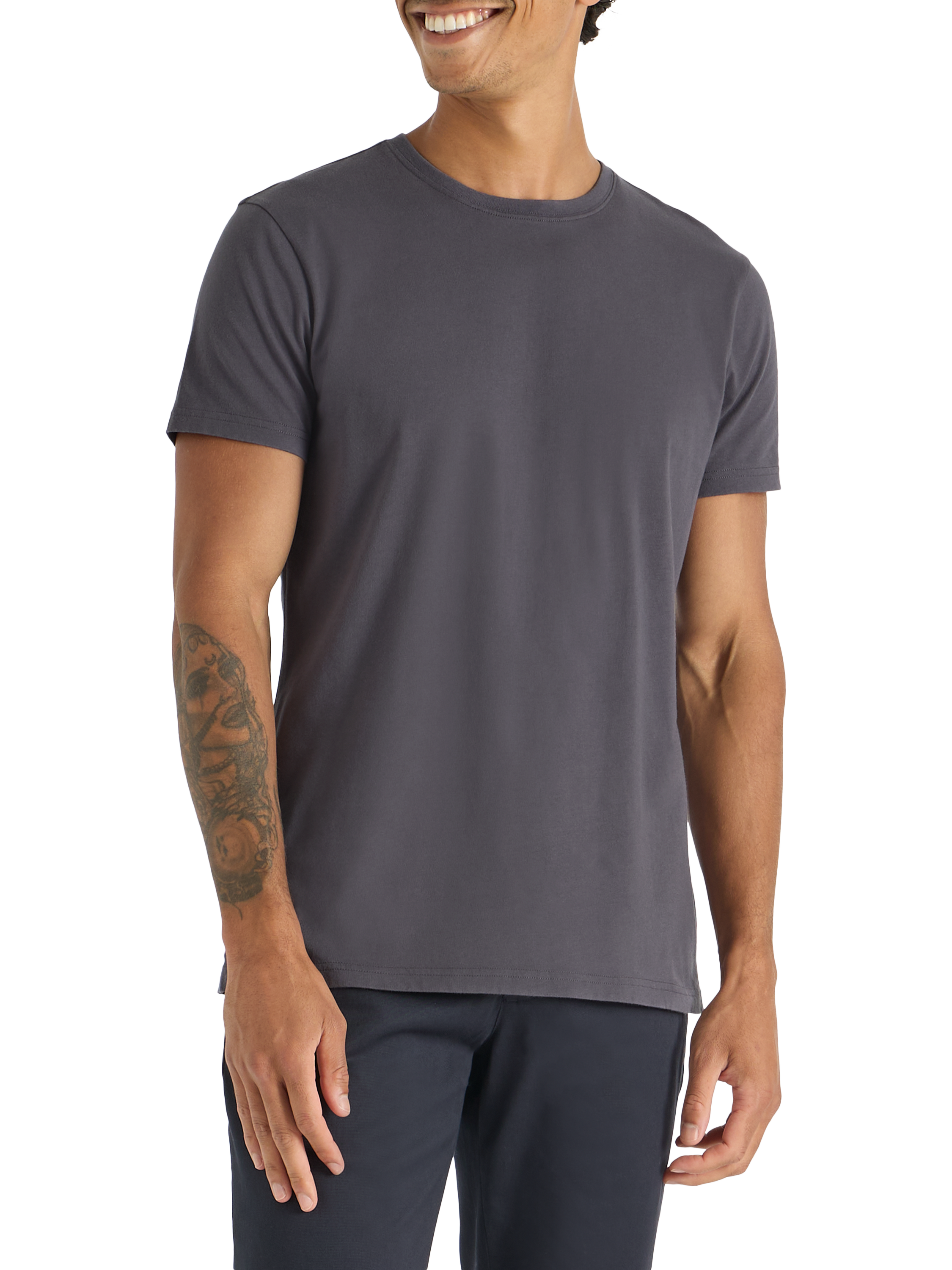 Product image 3 of 8, which shows SPOKE Original Cotton Straight Fit T-Shirt, Graphite, S Reg