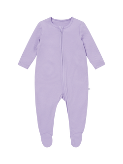 MORI Baby Ribbed Sleepsuit, Lilac, Lilac