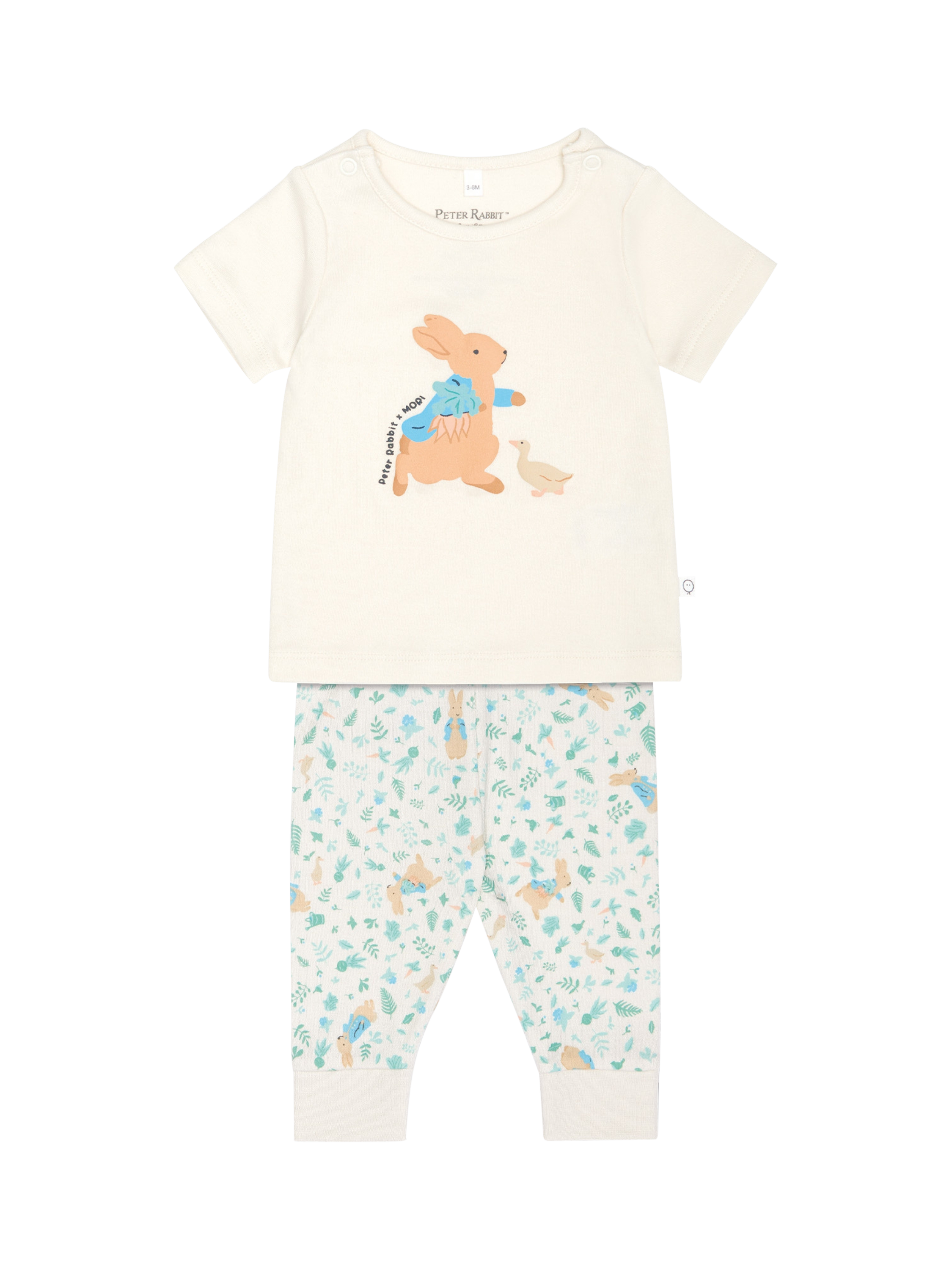 Product image 1 of 3, which shows MORI Baby Short Sleeve  Pyjama Set, Peter Rabbit Print, 2-3 years