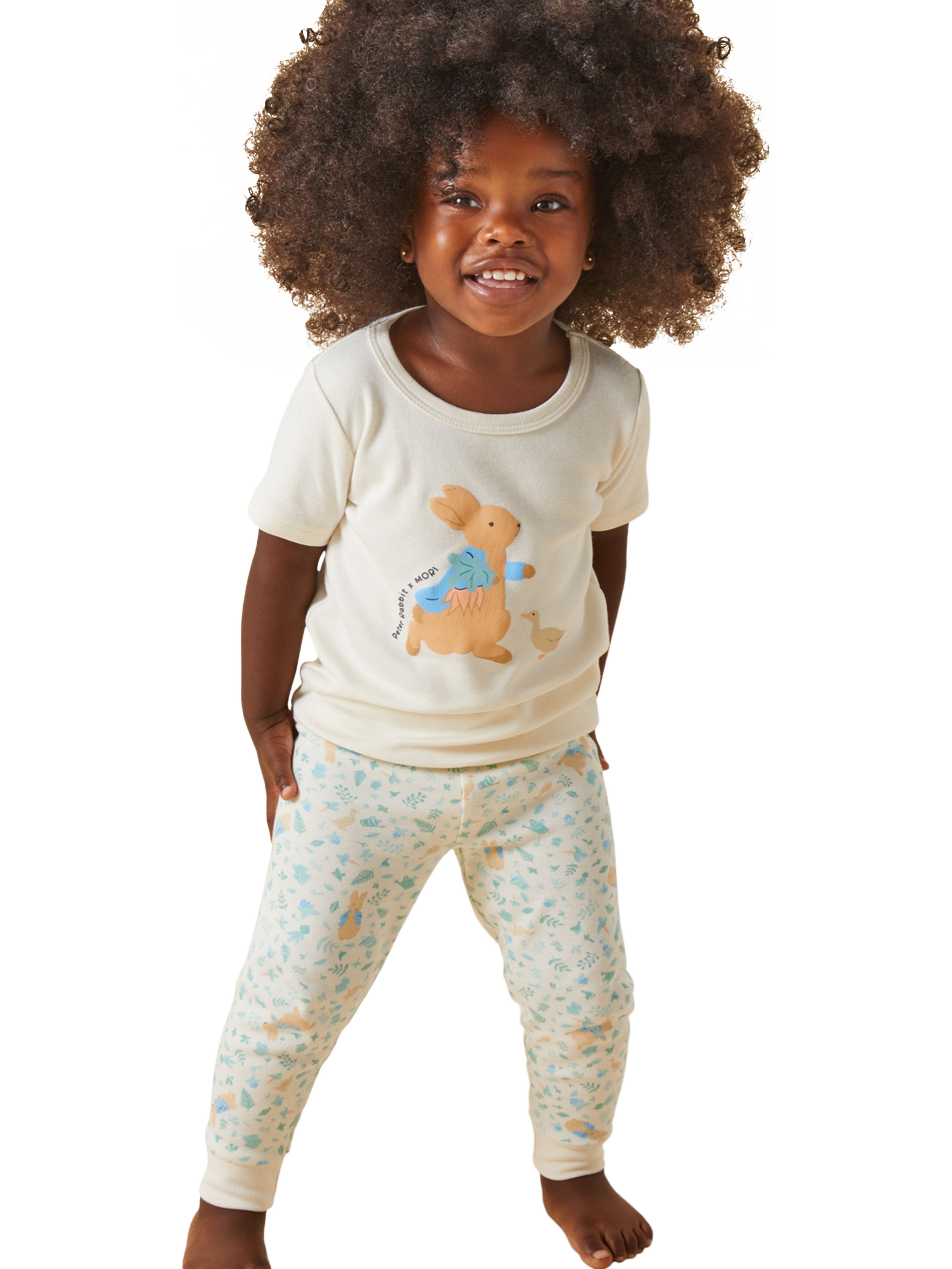 Product image 3 of 3, which shows MORI Baby Short Sleeve  Pyjama Set, Peter Rabbit Print, 2-3 years