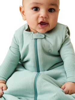 MORI Ribbed Fabric Adjustable Length Baby Sleeping Bag, 1.5 Tog, Mint - view 2, Mint