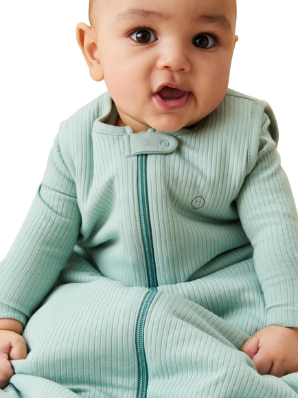 MORI Ribbed Fabric Adjustable Length Baby Sleeping Bag, 1.5 Tog, Mint - view 2, Mint