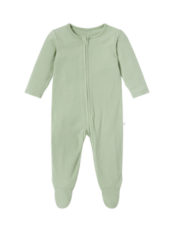 MORI Baby Ribbed Sleepsuit, Sage, Sage
