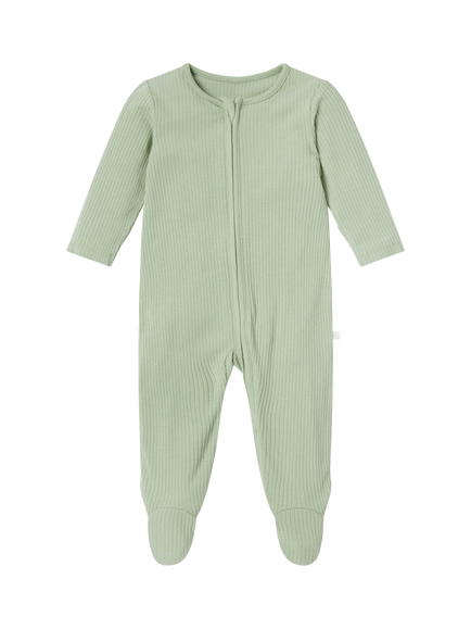 MORI Baby Ribbed Sleepsuit, Sage, Sage