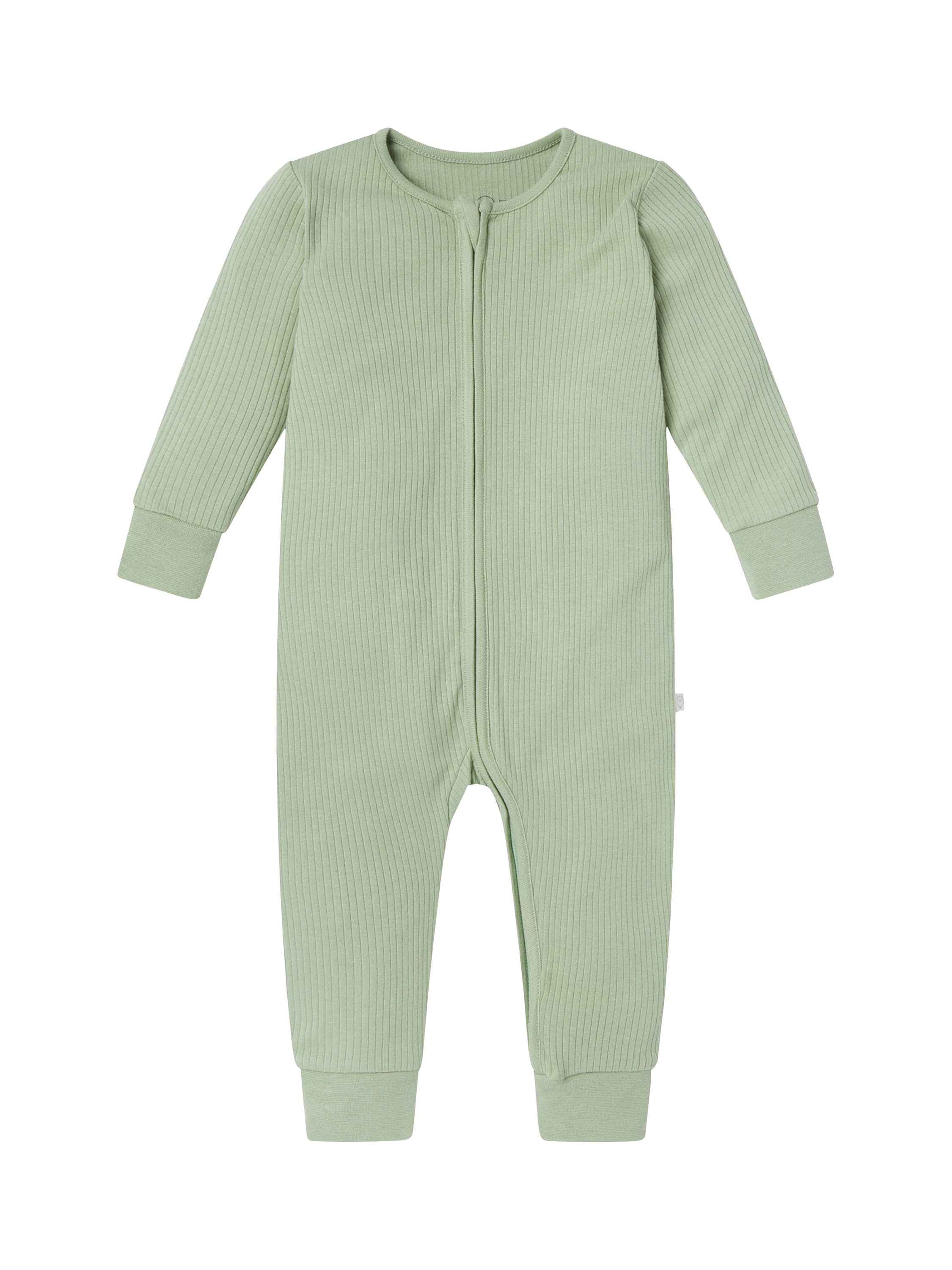 Product image 5 of 5, which shows MORI Baby Ribbed Sleepsuit, Sage, 0-3 months
