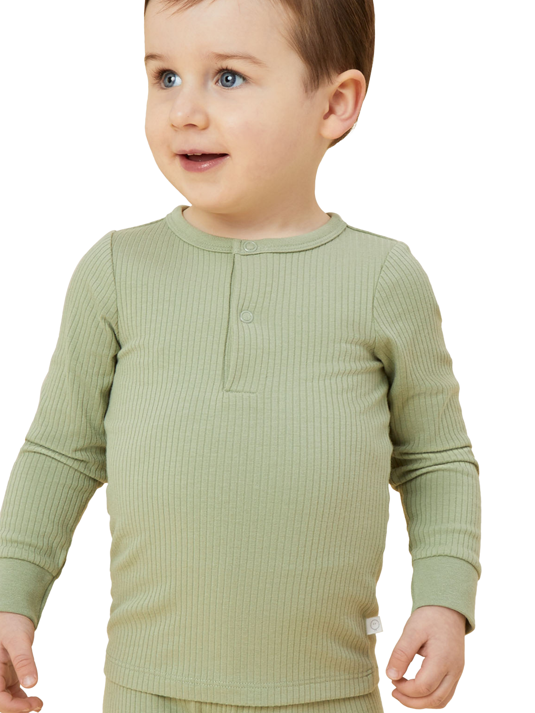Product image 2 of 2, which shows MORI Baby Ribbed Pyjama Set, Sage, 6-9 months
