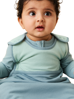 MORI Ribbed Fabric Baby Sleeping Bag, 1.5 Tog, Sky/Mint - view 2, Sky & Mint