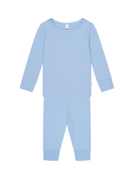 MORI Kids' Ribbed Pyjamas, Hydrangea, Hydrangea