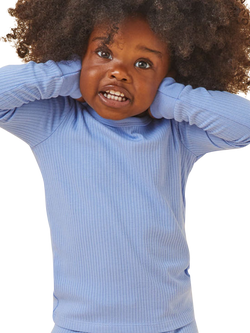 MORI Kids' Ribbed Pyjamas, Hydrangea - view 2, Hydrangea