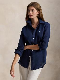 Polo Ralph Lauren Logo Classic Fit Pure Linen Shirt, Newport Navy, Newport Navy