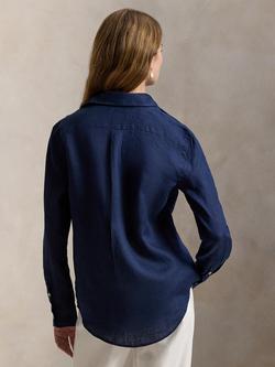 Polo Ralph Lauren Logo Classic Fit Pure Linen Shirt, Newport Navy - view 2, Newport Navy