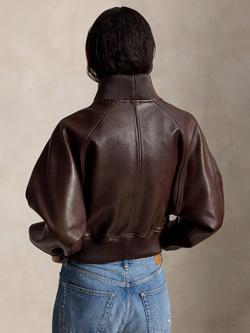 Polo Ralph Lauren Pure Leather Aviator Jacket, Brown - view 2, Brown