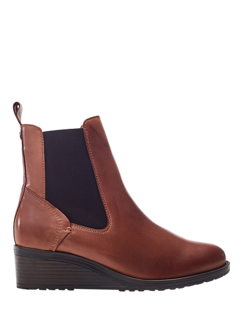 Product image 1 of 2, which shows Moda in Pelle Bezzie Wedge Leather Ankle Boots, Tan, 3