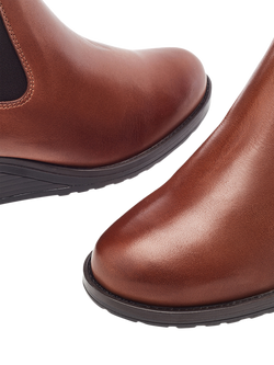 Moda in Pelle Bezzie Wedge Leather Ankle Boots - view 2, Tan